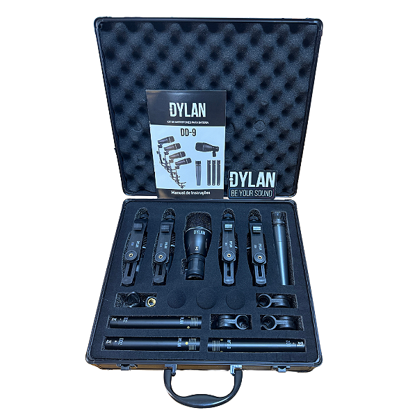 Kit de 9 Microfones Para Bateria Dylan DD-9