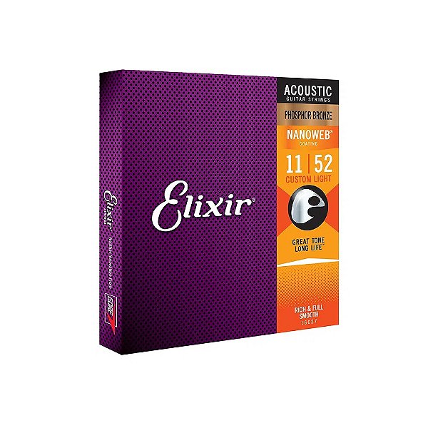 Encordoamento Elixir Nanoweb 011 Custom Light Phosphor Bronze