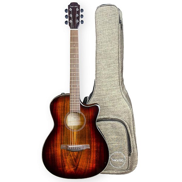 Violão Benson Eletrico Grand Auditorium EXF500CFX Koa Burst Pré com Efeitos C/ Bag