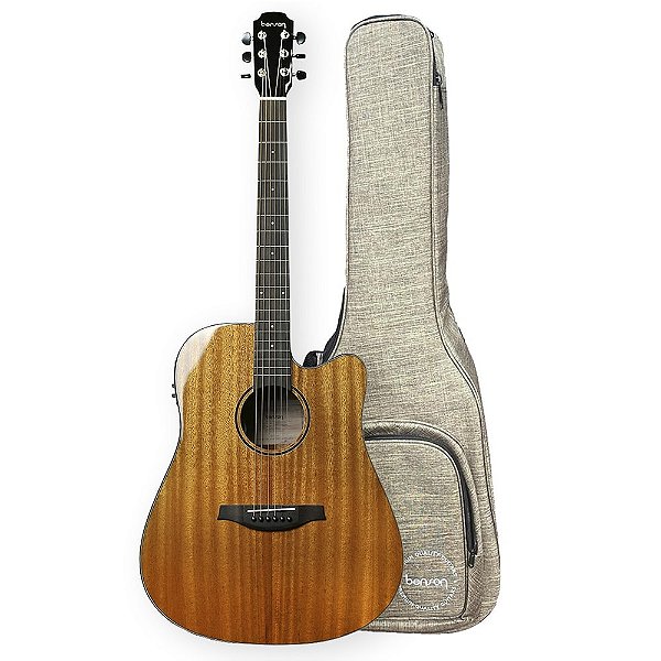 Violão Benson Eletrico EXD500CE MAH Natural Brilhante Dreadnougth C/ Bag