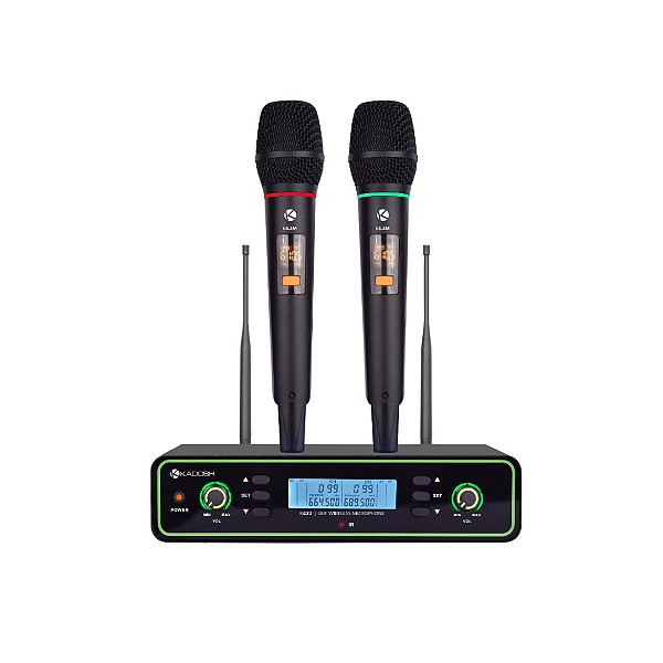 Microfone Sem Fio Kadosh K422m Duplo De Mão Uhf 200 Canais