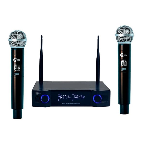 Microfone Sem Fio Custom Sound CW40 C/ Receiver 2 Bastões Preto