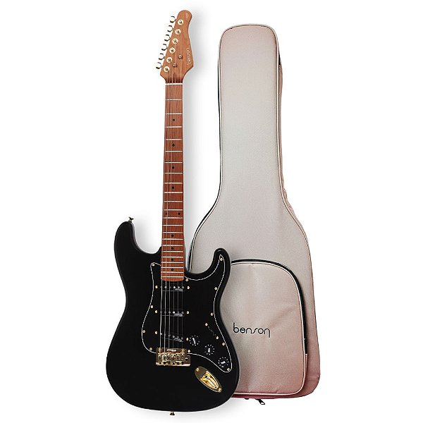 Guitarra Benson Stratocaster Hardy 901 Preta com Escudo Preto C/Bag