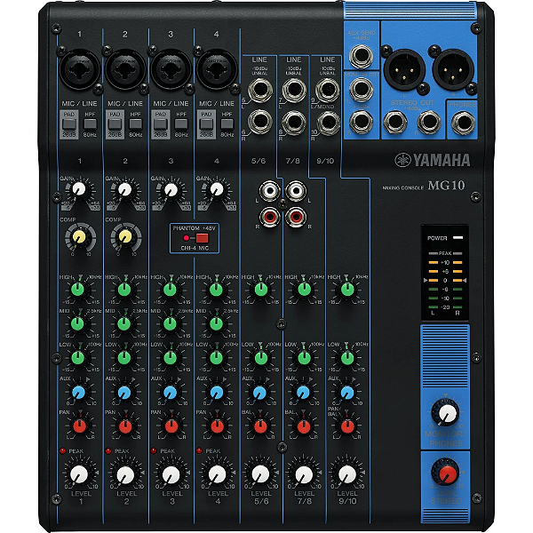 Mesa de Som Yamaha MG10 Analógica 10 Canais 110V Preta