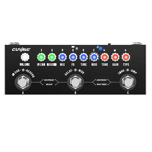Cuvave Pedal De Efeito Multifuncional Guitarra Elétrica Preto