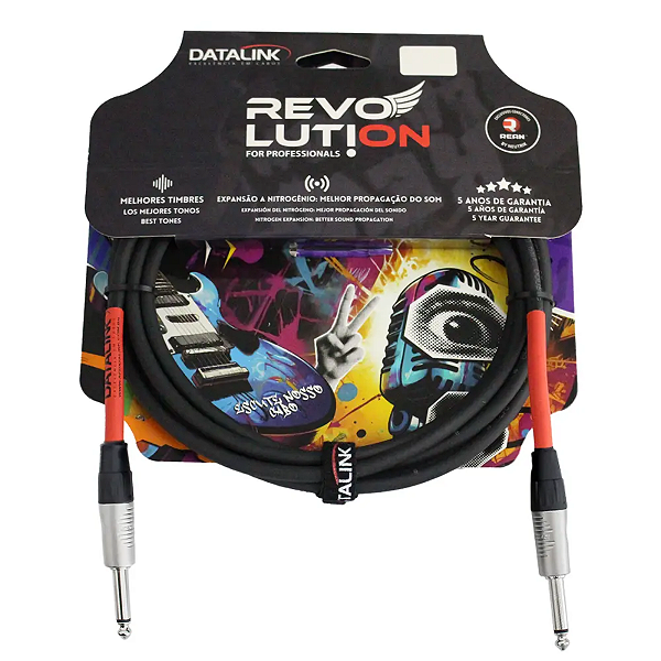 Cabo Revolution Silent Bass Rean P10 x P10 5m (Tubo Personalizado)