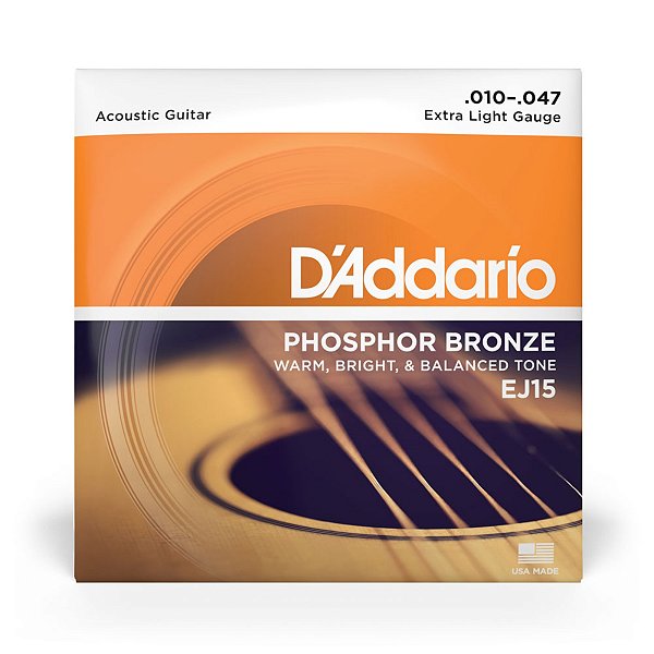 Encordoamento D’Addario EJ15 Para Violão Aço 010 Phosphor Bronze