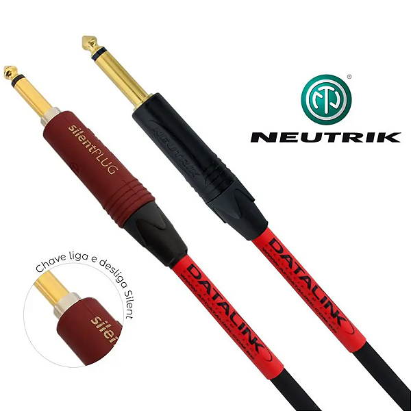 Cabo Datalink Studio P/ Instrumentos Neutrik P10 Silent x P10 3M (Tubo Personalizado)