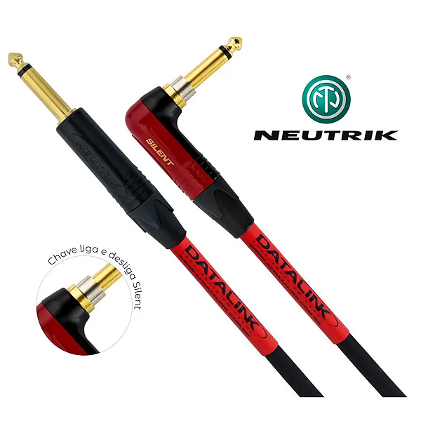 Cabo Datalink Studio P/ Instrumentos Neutrik P10 Silent x P10 90º L 5m (Tubo Personalizado)