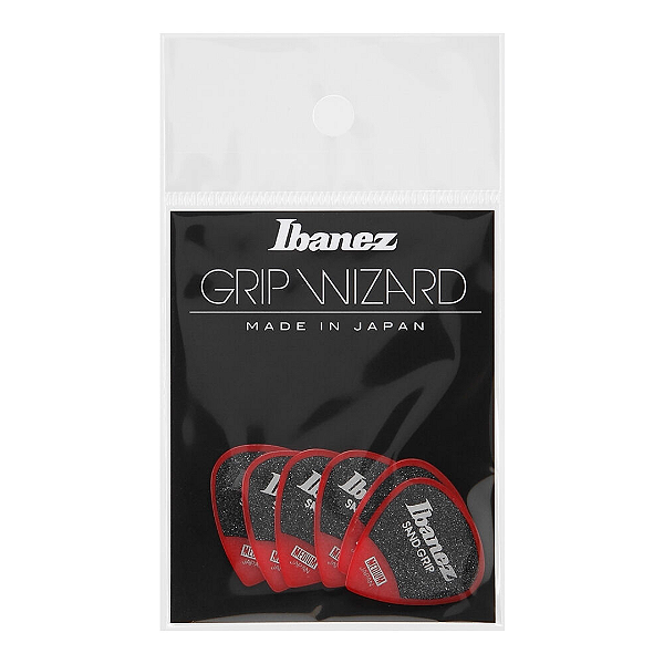 Palheta Ibanez Kit 6un Vermelha Sand Grip 0.8mm Grip Wizard PPA16MSG-RD