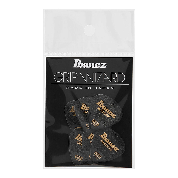 Palheta Ibanez Kit 6un Preta Sand Grip 0.8mm Grip Wizard PPA16MSG-BK