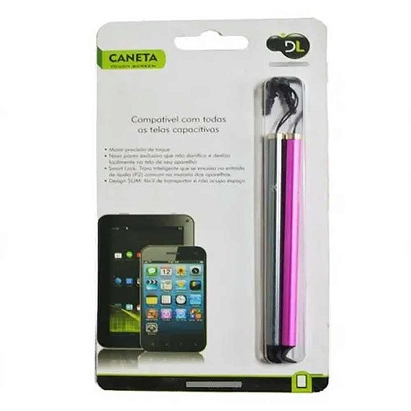 Kt C/ 2 Canetas Dl Touch Screen Alta Precisão Grafite E Rosa