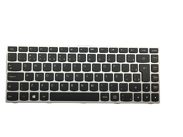 Teclado Para Notebook Lenovo G40-70 80 Portugues Prata/Preto