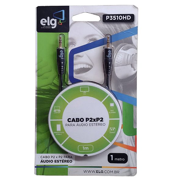 Cabo De Audio Auxiliar Estereo ELG P2xP2 1 Metro P3510hd