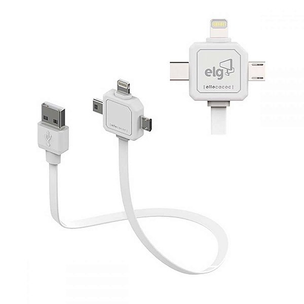 Cabo Flat 3 Em 1: Lightning + Micro Usb + Mini Usb Pw31 ELG