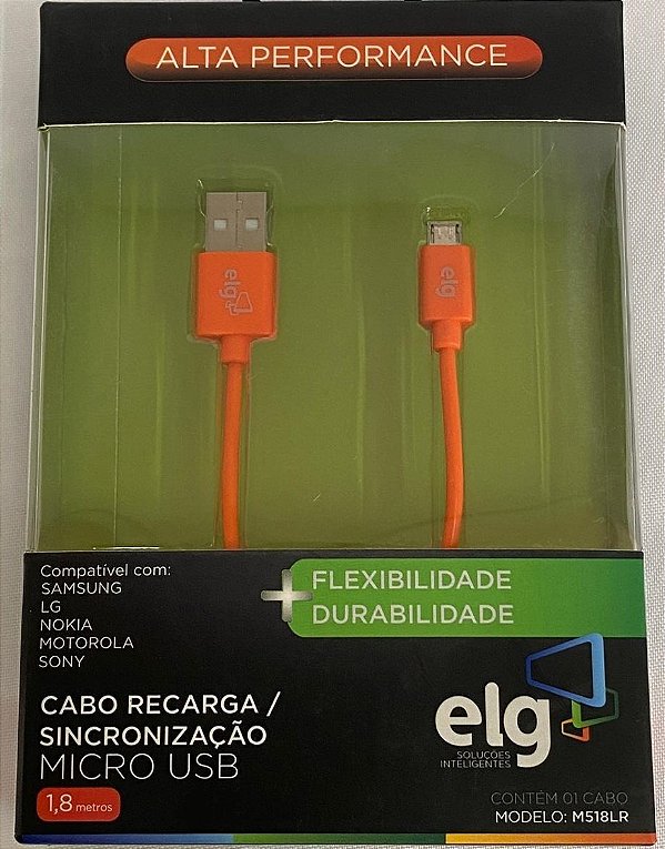 Cabo Recarga/sincronização Micro Usb - ELG