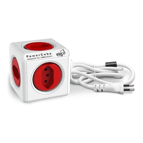 Filtro de Linha Bivolt com Cabo de 1,5m - PowerCube Extended - PWC-X5 Vermelho