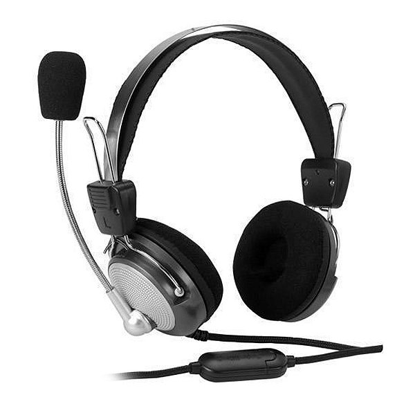 Headset Satellite AE-335 com Microfone - Prata / Preto