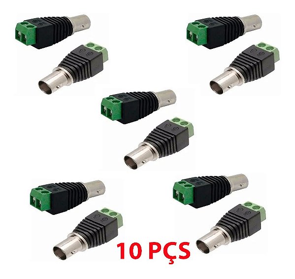 Kit 10 Conector Bnc Femea Com Borne Cftv