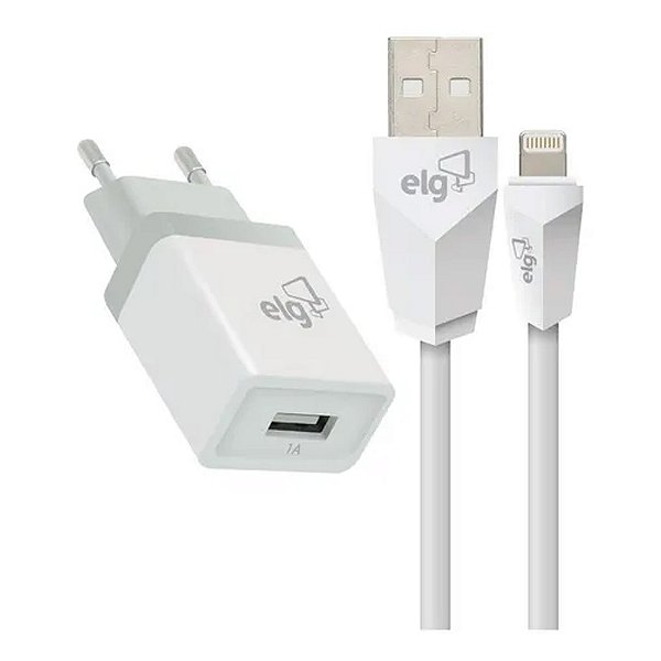 Kit Carregador Parede + Cabo ELG 5v Kt810wc Branco