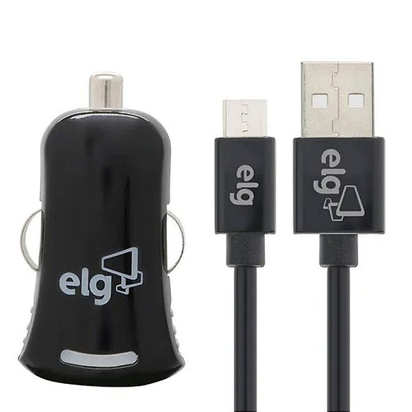 Kit Elg Carregador Veicular Usb + Cabo Kt510c1