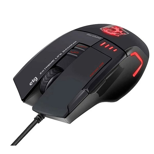 Mouse Gamer Sniper Pro 8 Botões Cabo 1,75m 5200DPI ELG MGSP