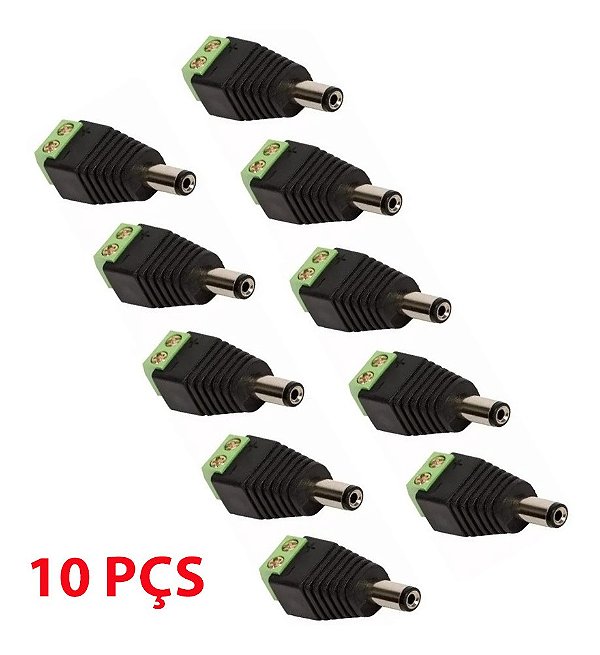Pct 10 Conector Plug P4 Macho Câmera Segurança Fita Led Cftv