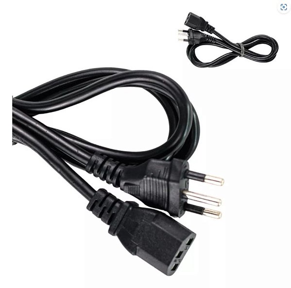 Cabo De Forca Cpu Atx Computador Pc Monitor 3 Pinos 1.5m