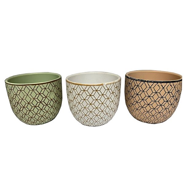 Cachepot Geométrico 12x12x10 Cm  Cores Diversas Casambiente