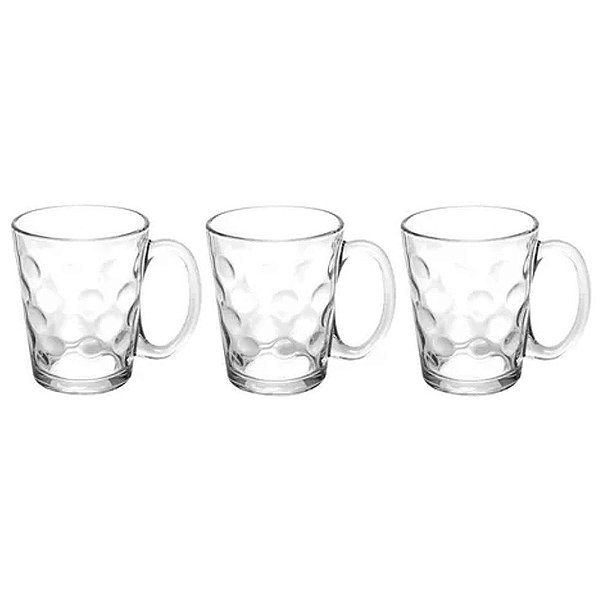 Conjunto 3 Canecas Em Vidro 280ml - Casambiente