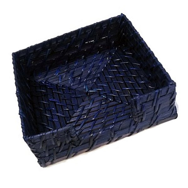 Porta Guardanapo De Papel em Rattan Azul