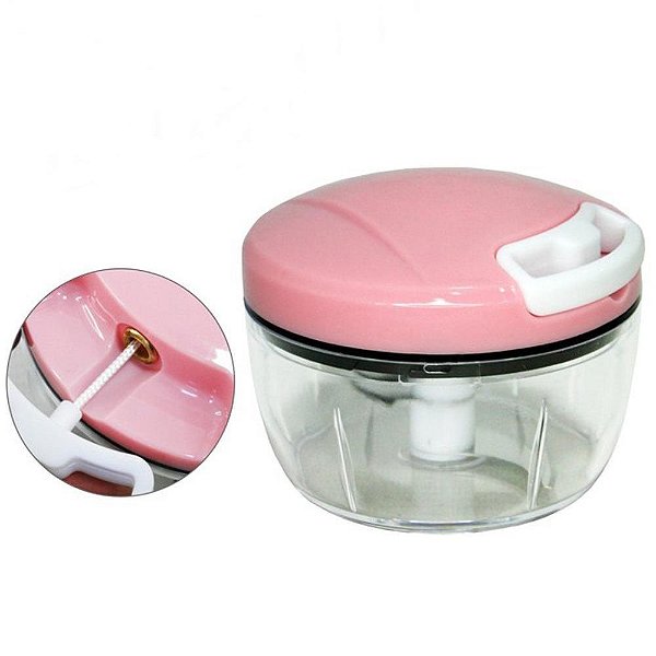 Mini Processador De Alimento Triturador 3 Laminas Rosa