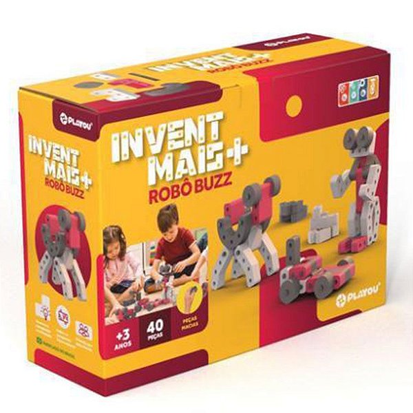 Brinquedo De Montar Playou Invent Mais Robô Buzz 40 Peças