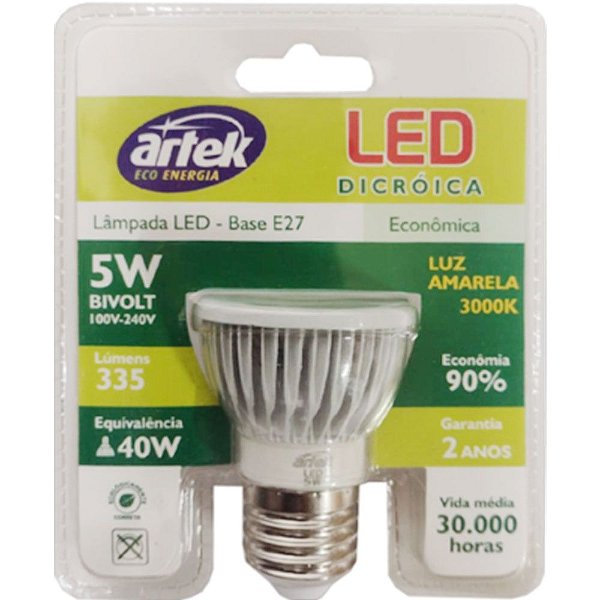 Kit 10 Lâmpada Led 5w Dicroica 3000k E27 Bivolt