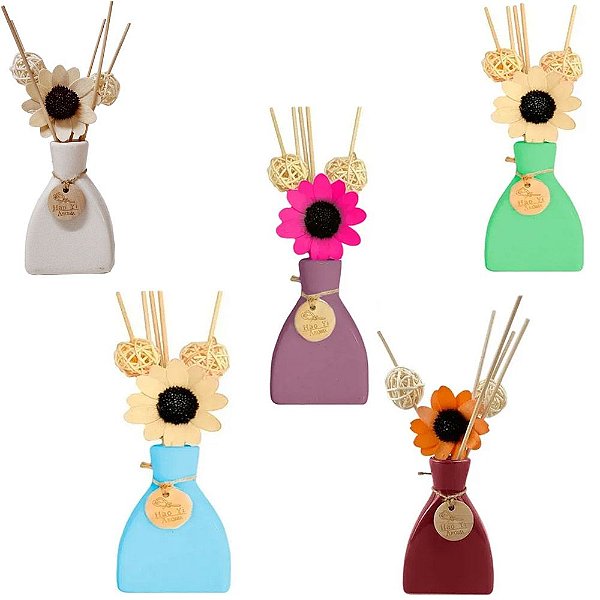 Aromatizador Difusor Porcelana Com Essência E Varetas