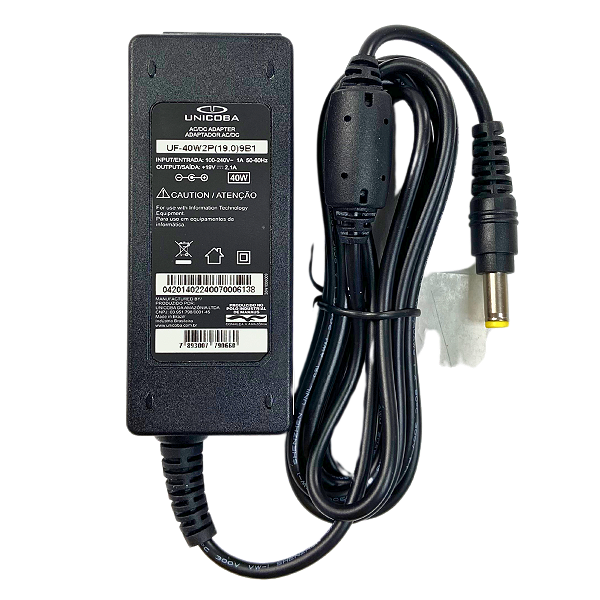 Fonte 19V 2.1A Unicoba 40W 2P (19.0)9B1 - Notebooks Diversos