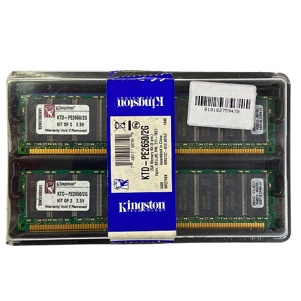 Kit 2x Memória RAM Kingston 2GB PC-2100 266MHz KTD-PE2650/2G