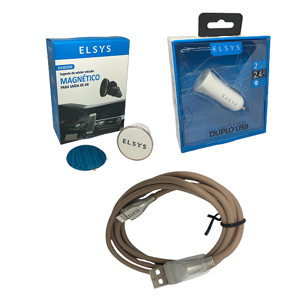 Kit Carregador Veicular /Cabo Dados Micro /Suporte Magnético