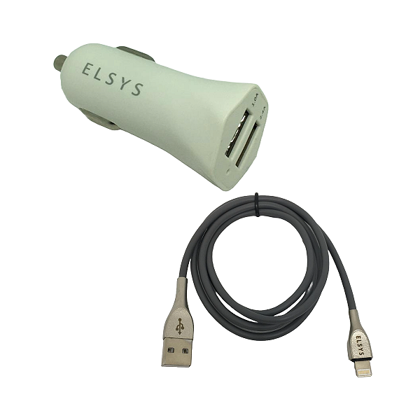 Kit Carregador Veicular Cabo Micro USB Ios Cinza