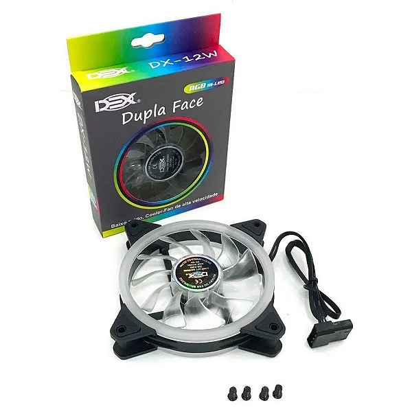 Cooler Dupla Face 120mm Colorido 18 LEDs RGB DEX - DX-12W