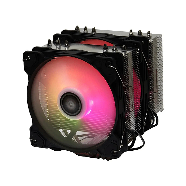 Cooler p/ Processador DEX DX-9228W LED RGB e Dual Fan 120mm