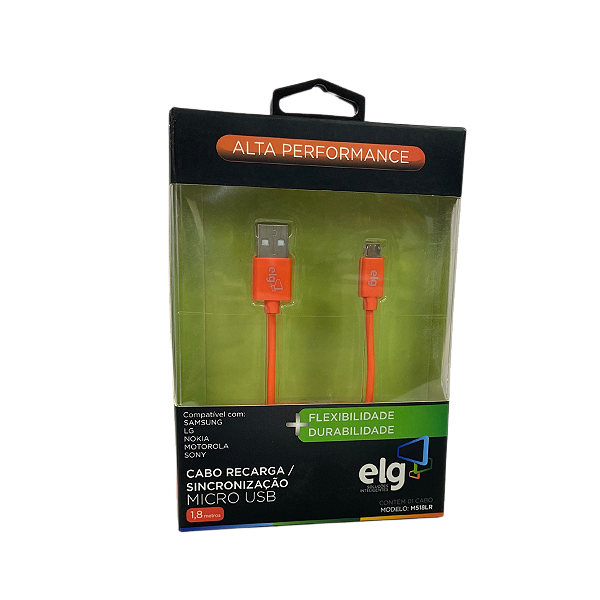 Cabo Micro USB 1,8m para Recarga e Sincronização M518LR ELG
