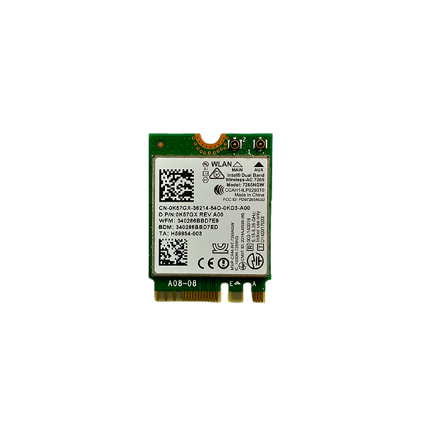 Placa Wireless Dual Band Dell – Intel 7265NGW (PN 0K57GX)