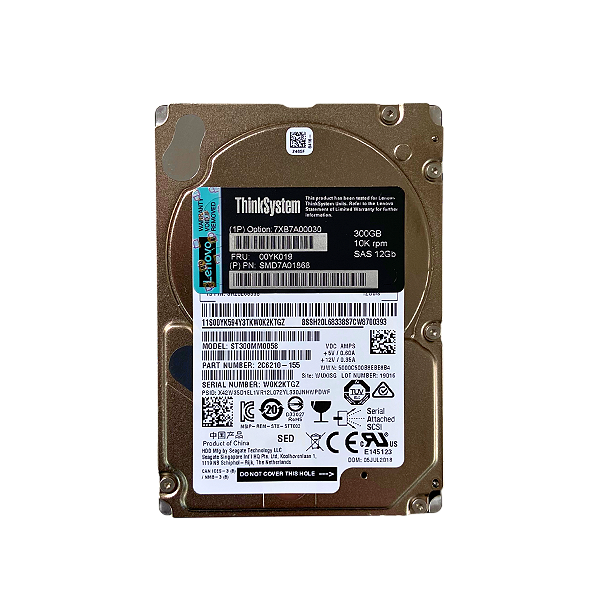 HD Lenovo 300GB SAS 2.5 Polegadas 10000RPM 12Gbps FRU00YK019