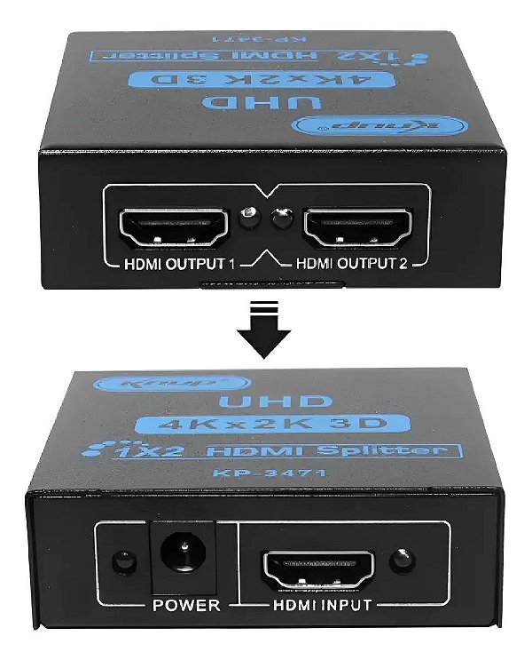 Splitter HDMI Divisor 1 Entrada 2 Saidas 1.4 3D Full HD 1080