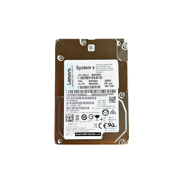 HD Servidor Lenovo System x 300GB 15K SAS 12Gb 2.5 FRU 00WG661