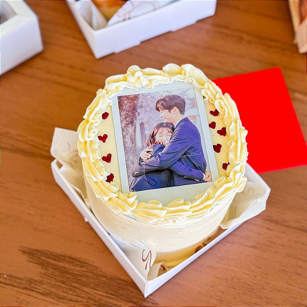 Bentô Cake Premium com Foto do Casal