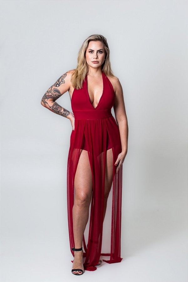 Vestido tule longo