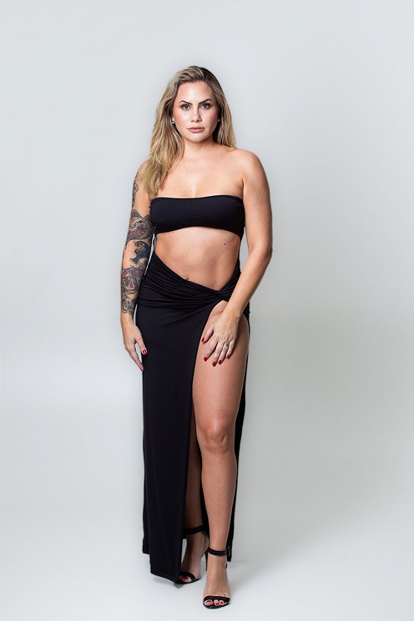 Vestido tomara que caia longo