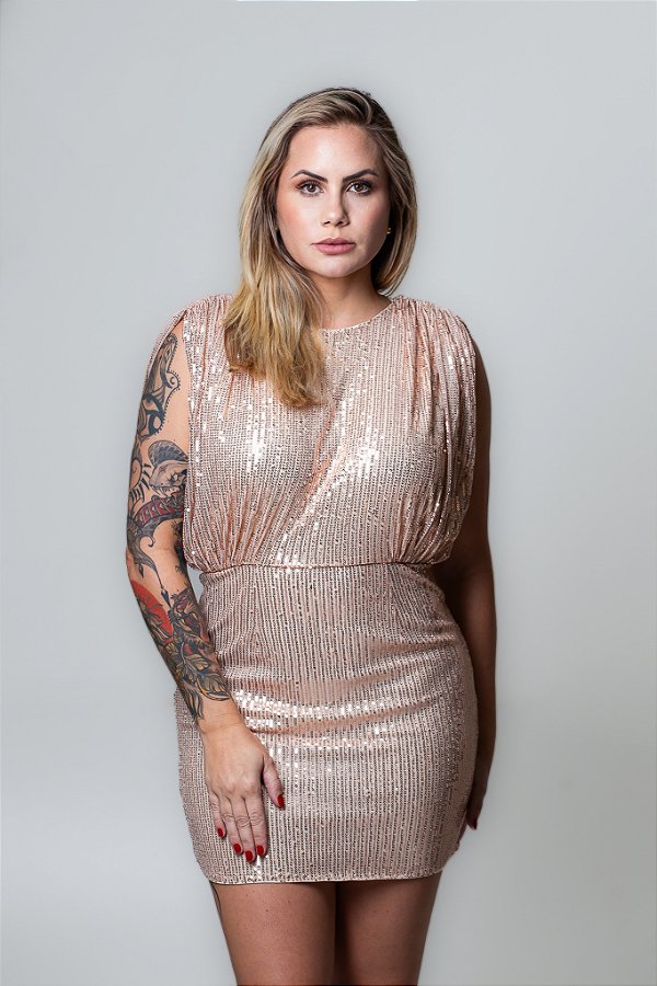 Vestido paetê dourado